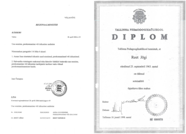 Kõrghariduse diplom Reet Hindus